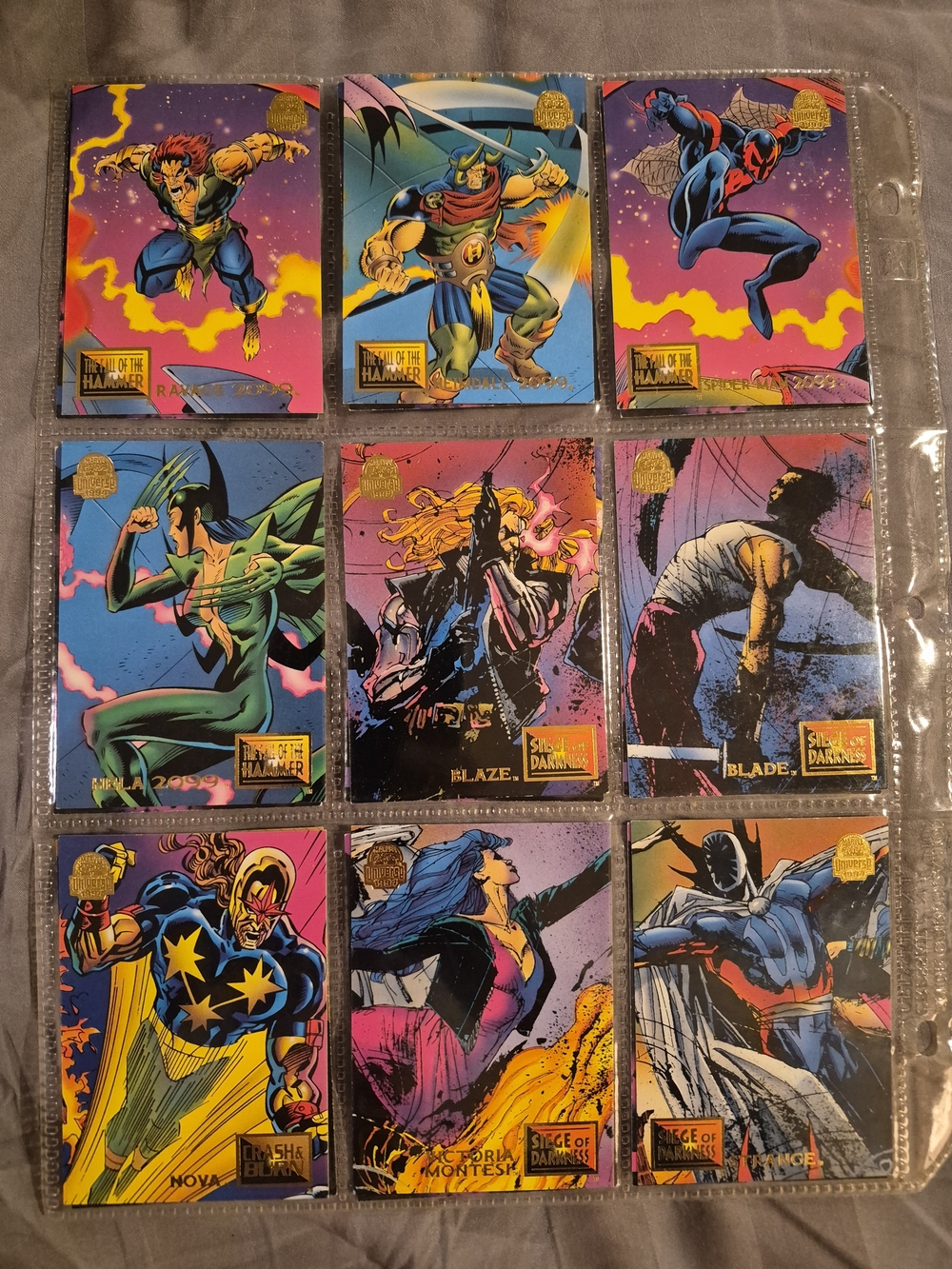 Marvel Neon Purple, Pink, Blue Vintage Comic Art Cards